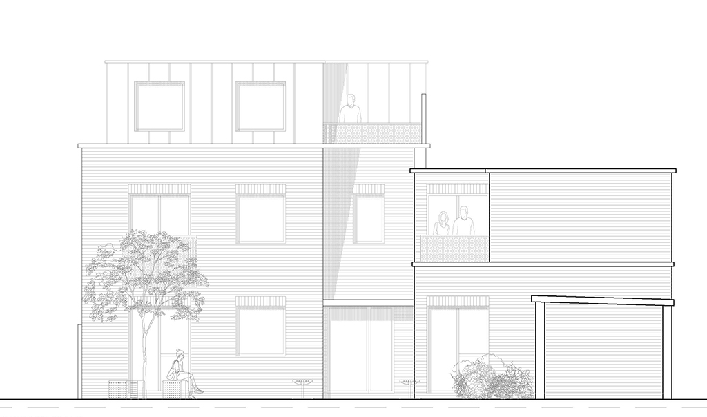 Lot: 136 - END-TERRACE PROPERTY WITH PLANNING FOR NINE FLATS AND TWO SHOPS - Proposed Elevation