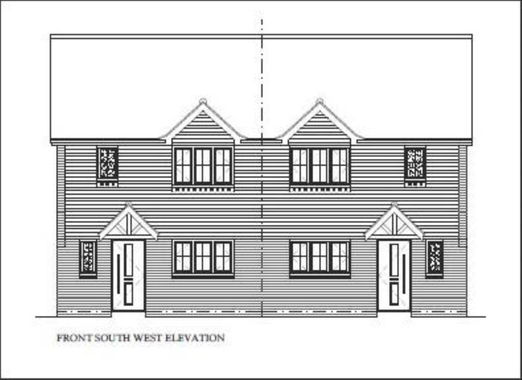 Lot: 51 - LAND WITH PLANNING FOR THREE DWELLINGS - Proposed Front Elevation