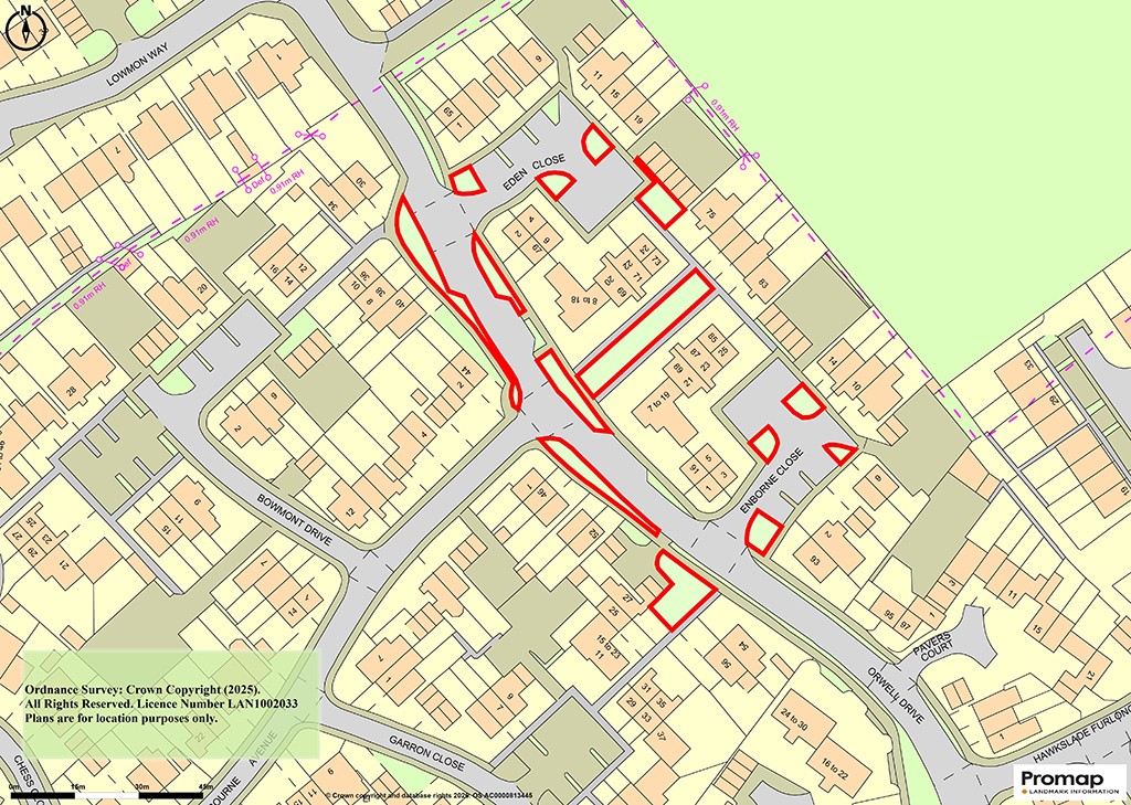 Lot: 65 - PARCELS OF FREEHOLD LAND SITUATED IN A RESIDENTIAL LOCATION - Plan showing 14 parcels of land off Orwell Drive, Aylesbury