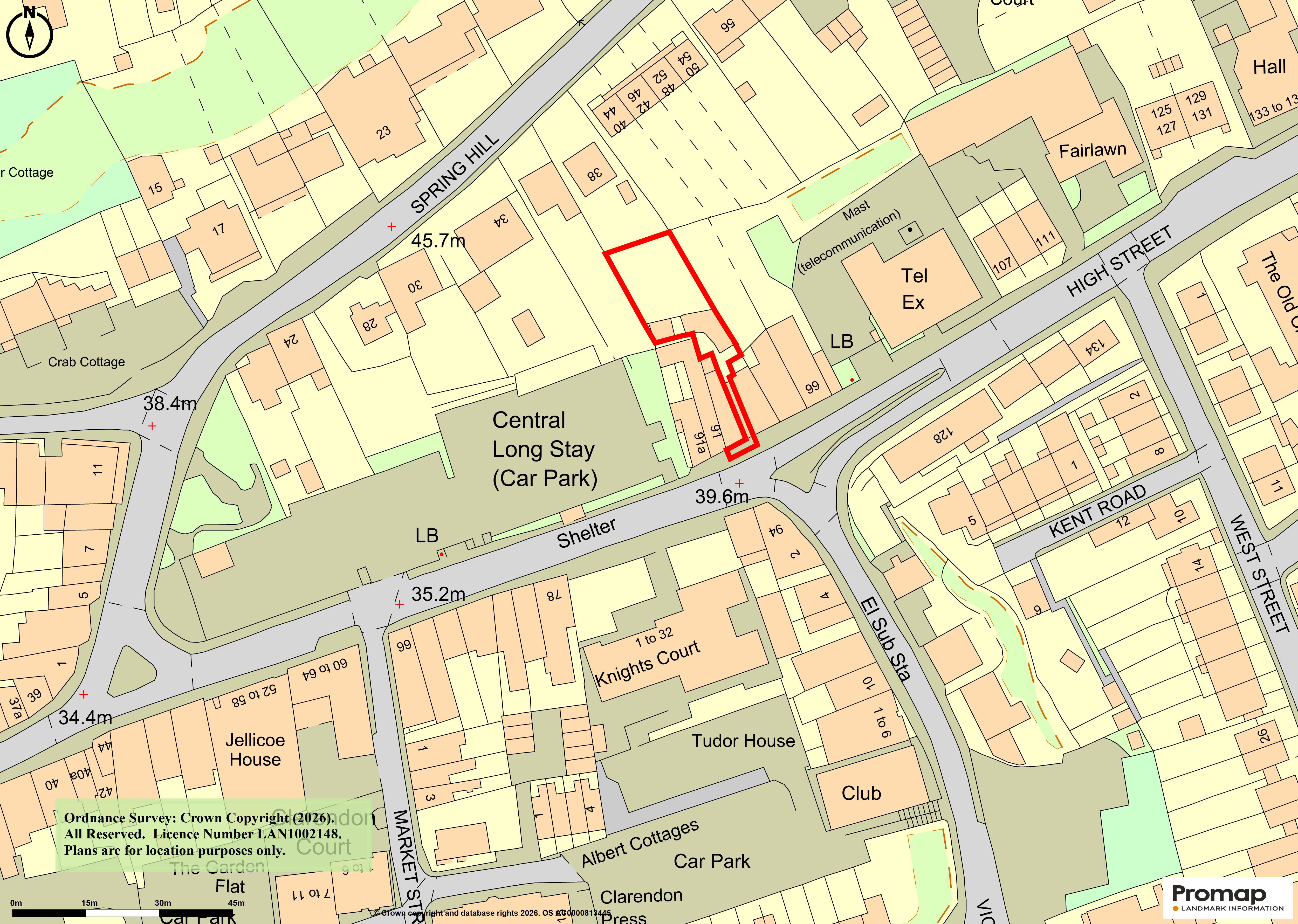 Lot: 179 - LEASEHOLD TOWN CENTRE COTTAGE FOR IMPROVEMENT WITH ADDITIONAL FREEHOLD LAND TO THE REAR - Location Plan